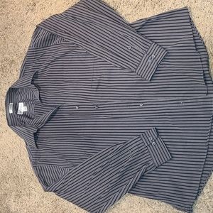 Men's Alfani Striped Button-Down Collared Dress Shirt